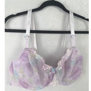 Town & Country by Lunaire Lavender Purple Floral Mesh Underwire Bra 40C